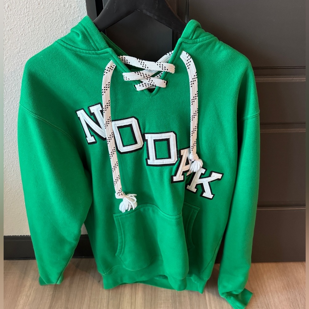Green NODAK Hoodie with Lace-Up Neck